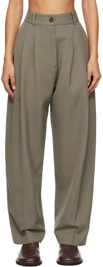 Studio Nicholson Ssense Exclusive Khaki Double Pleat Front Trousers In Reed