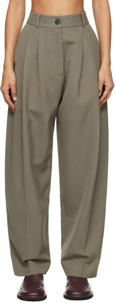 Studio Nicholson Ssense Exclusive Khaki Double Pleat Front Trousers In Reed
