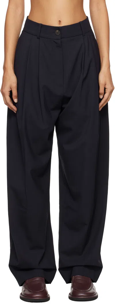 Studio Nicholson Nika Wide-leg Trousers In Darkest Navy