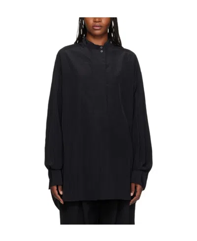 Studio Nicholson Stand-collar Long-sleeved Blouse In Black