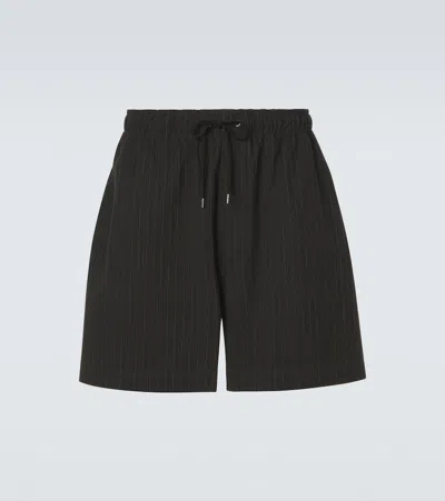 Studio Nicholson Starboard Striped Cotton And Wool Shorts In Black