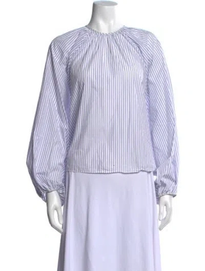Pre-owned Studio Nicholson Striped Crew Neck Blouse In White