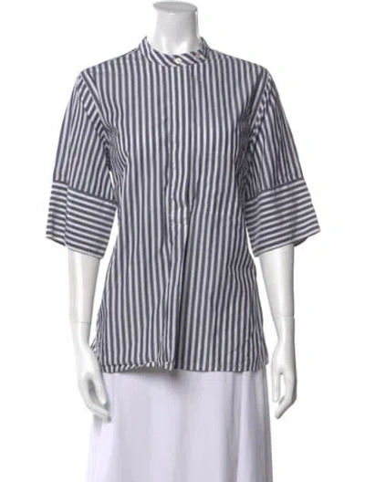 Pre-owned Studio Nicholson Striped Crew Neck Button-up Top In Multi