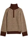 Studio Nicholson Striped Half-zip Wool Jumper In Brown