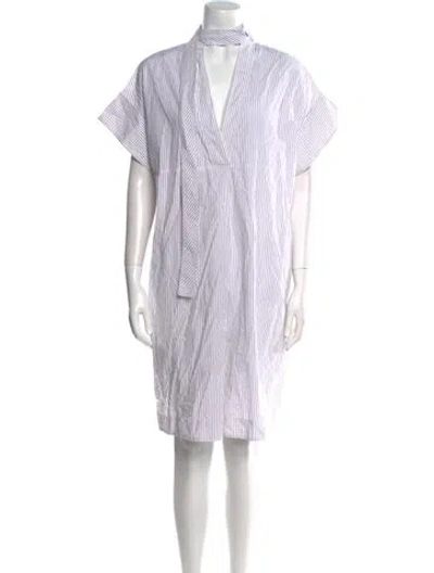 Pre-owned Studio Nicholson Striped Knee-length Dress In White