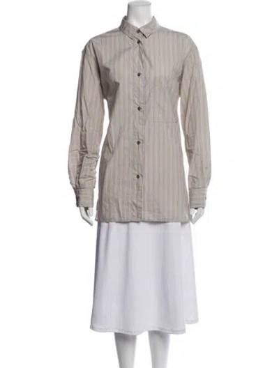 Pre-owned Studio Nicholson Striped Long Sleeve Button-up Top In Neutral