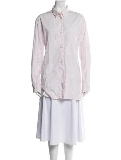 Pre-owned Studio Nicholson Striped Long Sleeve Button-up Top In Pink