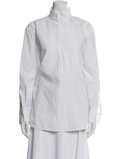 Pre-owned Studio Nicholson Striped Long Sleeve Button-up Top In White