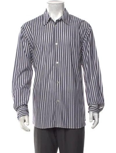 Pre-owned Studio Nicholson Striped Long Sleeve Dress Shirt W/ Tags In Multicolor