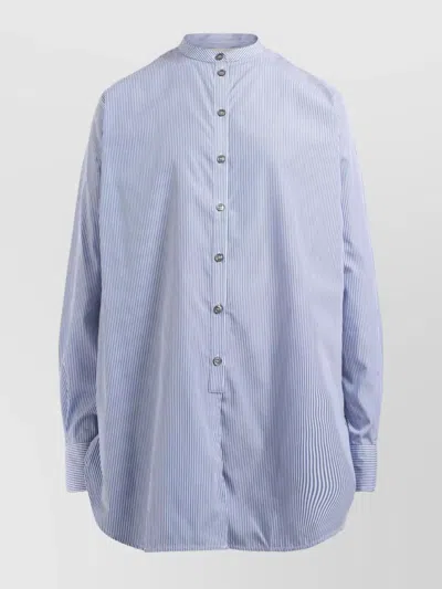 Studio Nicholson Striped Long Sleeve Shirt With Curved Hem