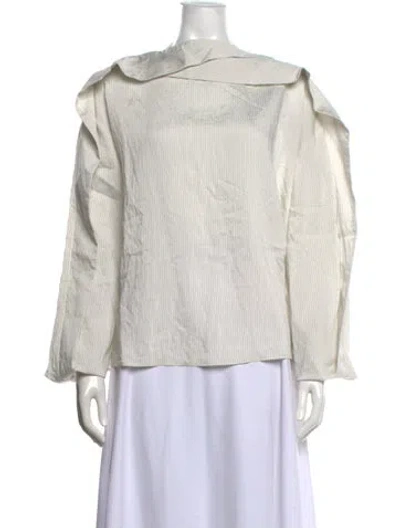 Pre-owned Studio Nicholson Striped Long Sleeve Top In White