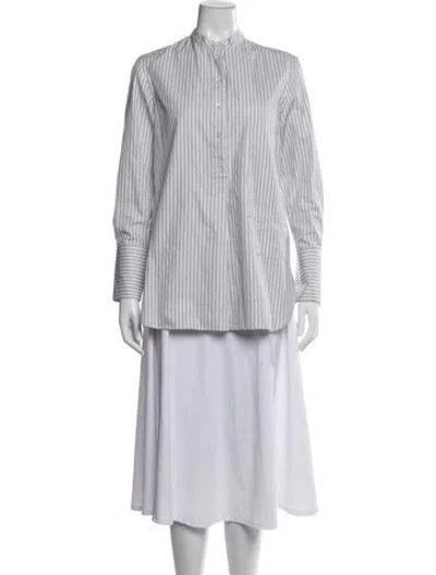 Pre-owned Studio Nicholson Striped Long Sleeve Top In White