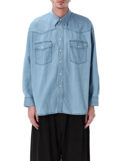 Studio Nicholson Mylo Cotton Denim Shirt In Blue