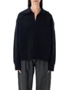 Studio Nicholson Nash Extrafine Merino Wool Polo Knit In Black