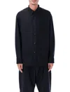 Studio Nicholson Oversized Wool Navy Blue Shirt In Black