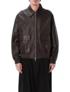 Studio Nicholson Piston Lamb Leather Jacket In Brown