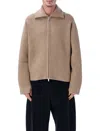 Studio Nicholson Sandos Extrafine Merino Wool Zip Cardigan In Brown