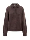 Studio Nicholson Sweater With Collar And Buttons In Brown