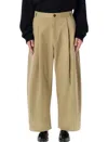 Studio Nicholson Pleated Chino Trousers Featuring Belt Loops In Neutral