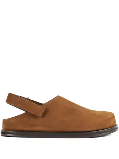 Studio Nicholson Suede Back-strap Mules In Brown
