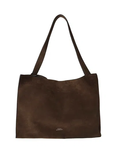 Studio Nicholson Suede Leather Tote With Single Strap In Brown