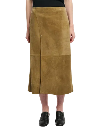 Studio Nicholson Suede Skirt In Brown