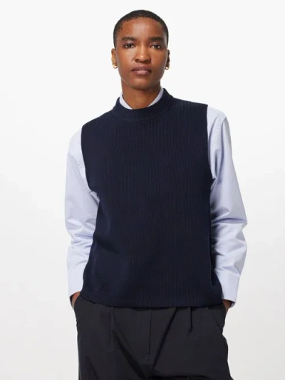 Studio Nicholson Sumire Ribbed-knit Cotton Waistcoat In Blue