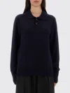 Studio Nicholson Blue Solid Shirt Collar Sweater In Blue