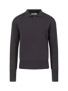 Studio Nicholson Classic Brown Knit Sweater With Ribbed Cuffs And Hem In Brown