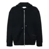 Studio Nicholson Fleece Back Zip Through Hoodie With Logo In Blue