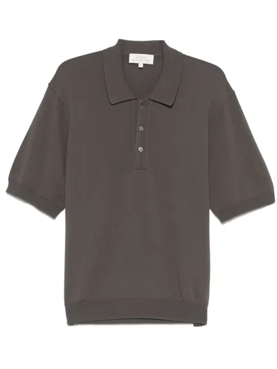 Studio Nicholson Short-sleeved Polo Shirt In Grey