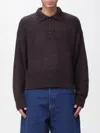 Studio Nicholson Dune Brown Superkid Mohair Polo Sweater In Brown