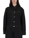 Studio Nicholson Collared Jacket With Contrast Stitching And Pockets In Black