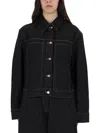 Studio Nicholson Collared Jacket With Contrast Stitching And Pockets In Black