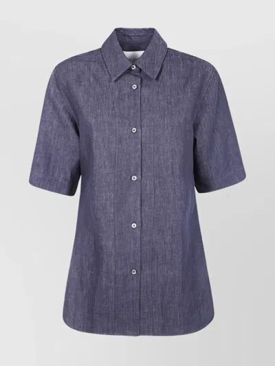 STUDIO NICHOLSON TAILORED SHIRT WITH BACK YOKE AND COLLARED NECK