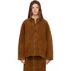 Studio Nicholson Tan Bowe Suede Jacket In Brown