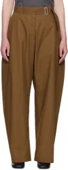 Studio Nicholson Tan Doring Cotton Trousers In Almond
