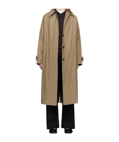 STUDIO NICHOLSON TAUPE HOLIN TECHNICAL COTTON TRENCH COAT