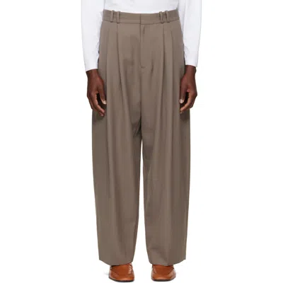 Studio Nicholson Taupe Line Tailored Trousers In Brown