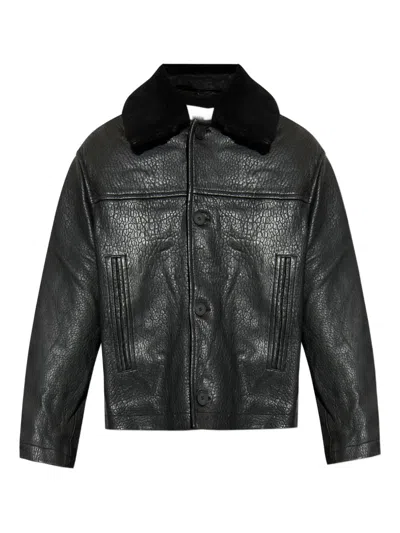 Studio Nicholson Textured-leather Jacket In Black