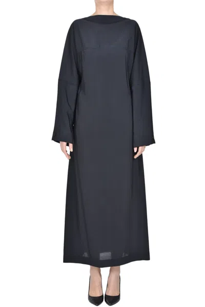 Studio Nicholson Textured Viscose Midi Dress In Black