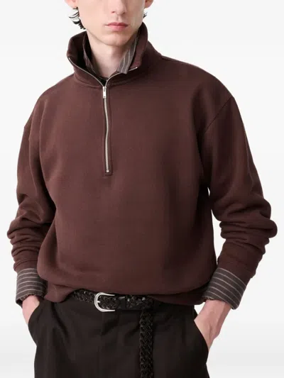Studio Nicholson Thalen Half-zip Sweatshirt In Brown