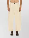 Studio Nicholson High-waisted Wide-leg Pants With Pleated Front In Neutral