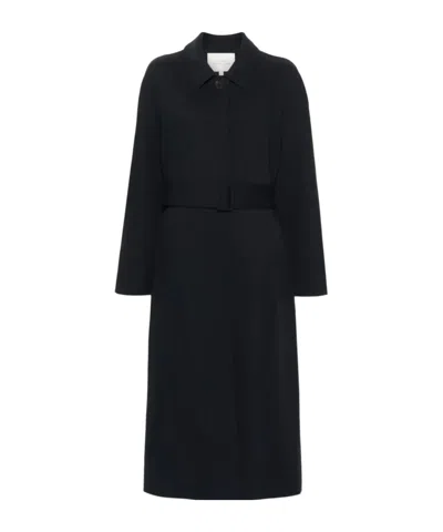 Studio Nicholson Twill Maxi Trench Coat In Black