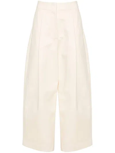 Studio Nicholson Twill Weave Wide Leg Trousers In Beige