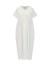 Studio Nicholson White Linen Blend Cley Midi Dress In White