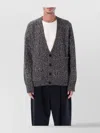 Studio Nicholson V-neck Long Sleeve Cardigan Pockets In Gray