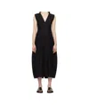 Studio Nicholson V-neck Midi Dress In Black