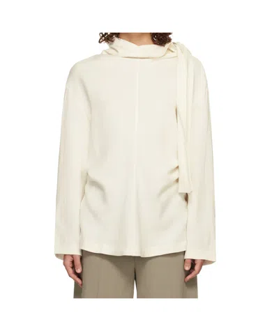 Studio Nicholson Valery Tie-neck Top In White