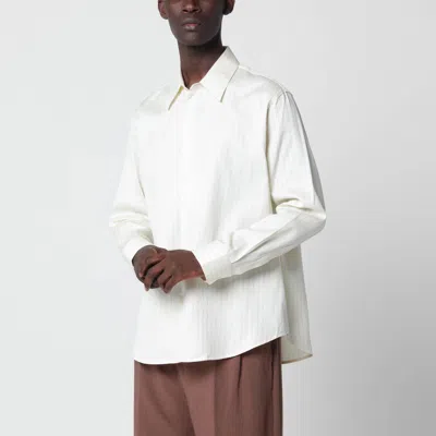 Studio Nicholson View Pinstripe Shirt In Cotton And Silk In Blue